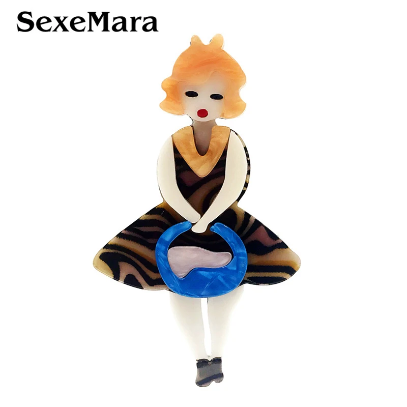 SexeMara/милый акрил брошь с дизайном Девочка и булавки для женщин акриловая смола