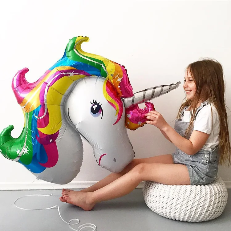 3pcs/lot 108X88CM Giant Unicorn Balloon Colorful Rainbow Fantasy Horse Party Girls Ballons Birthday Animals Foil Balloons | Дом и сад