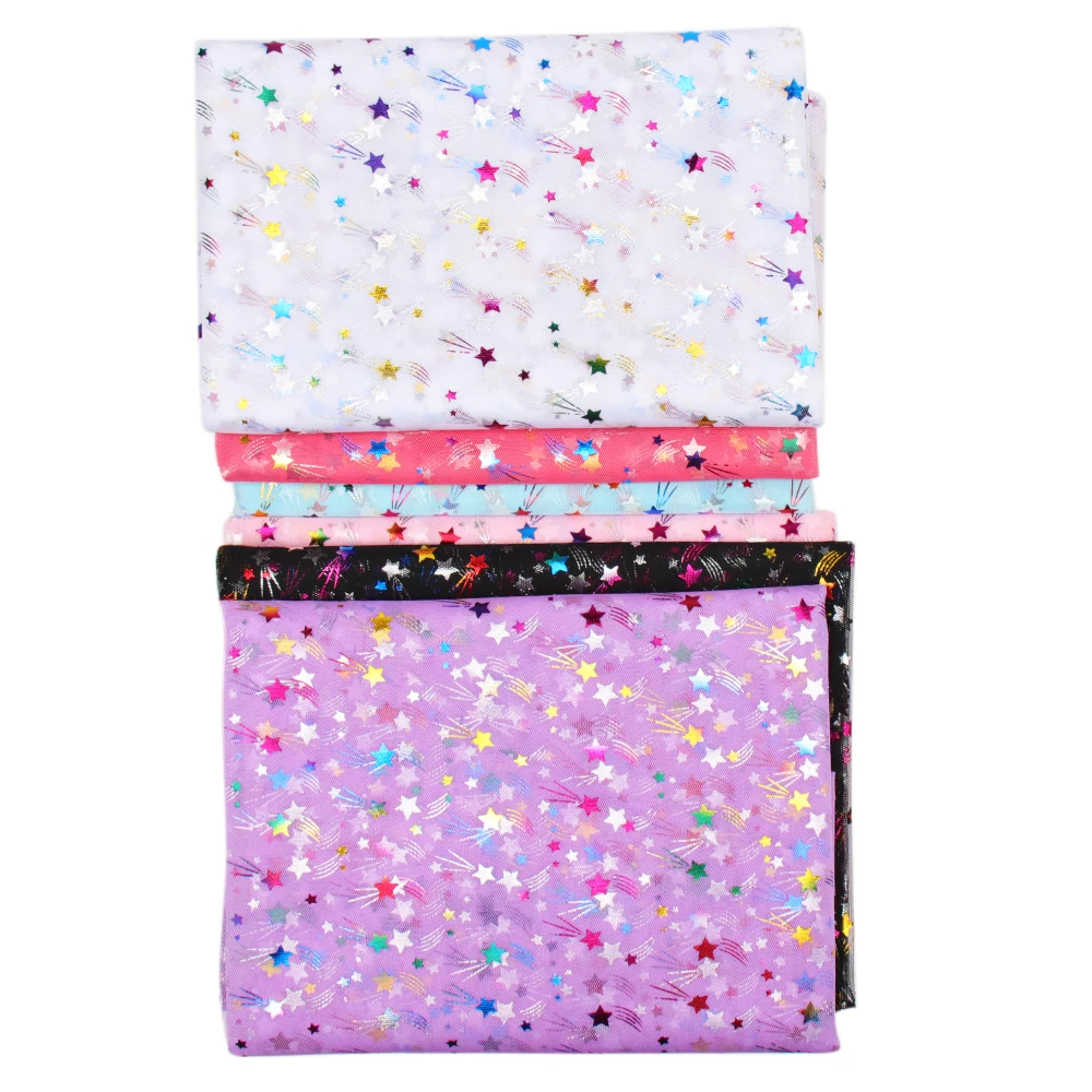 IBOWS 90*150 см красочные звезды сетка ткань марля Тюль Радуга ткани для DIY детское платье ткань шитье ремесло поставки фон