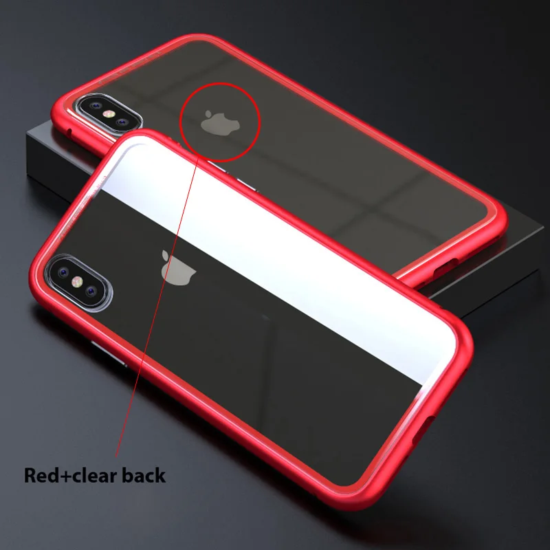 Магнитная адсорбции полное покрытие чехлы для iPhone X 7 8 закаленного Стекло +