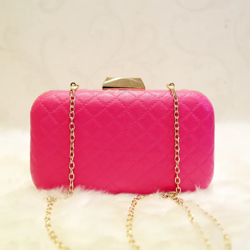 Hot Pink Винтажная простая вечерняя сумка телесного цвета, дизайнерская белая сумка-клатч, клатч на цепочке, сумка на плечо, кошелек на день, сумочка для свадьбы, вечерние, для банкета - Цвет: Hot Pink