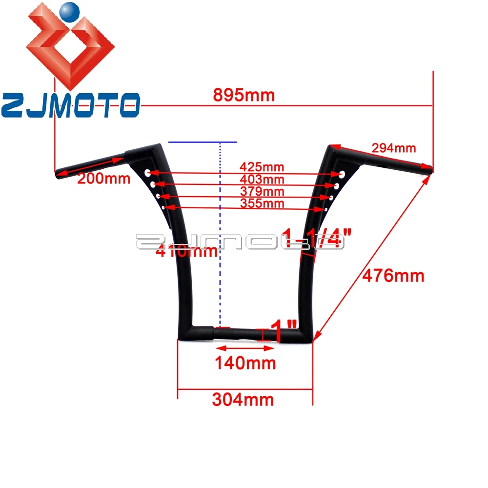 Черный на заказ руль для мотоцикла 1 1/4 дюйма 16 дюймов Harley FLST FXST Sportster XL Ape вешалки