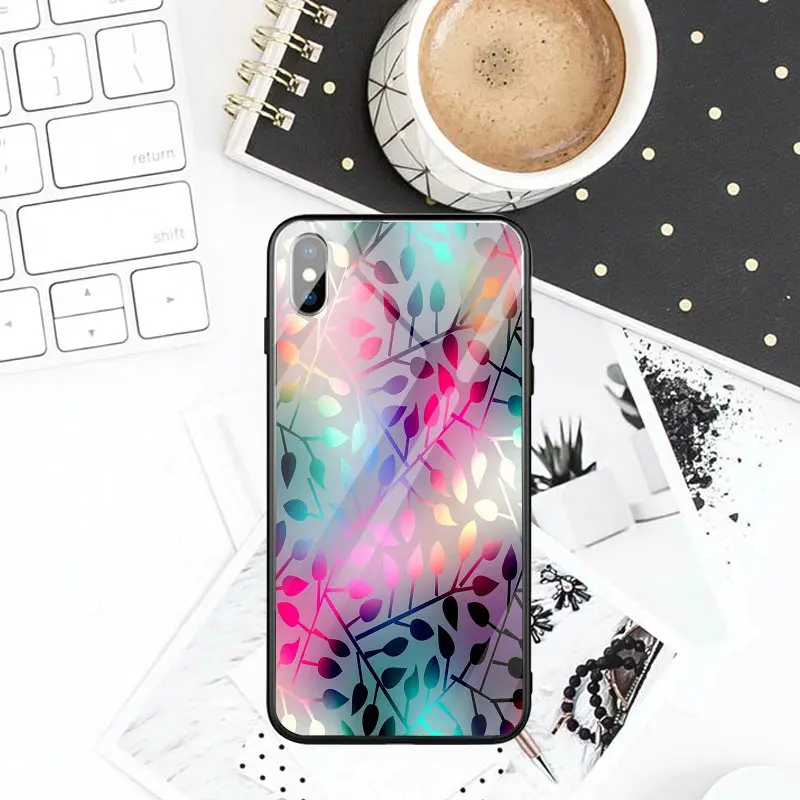 Fashion 3D Relief Painted Coque Tempered Glass Hard Mobile Phone Cases Clear Cover for iPhone 7 8 6 6s Plus X XR XS Max Bags |