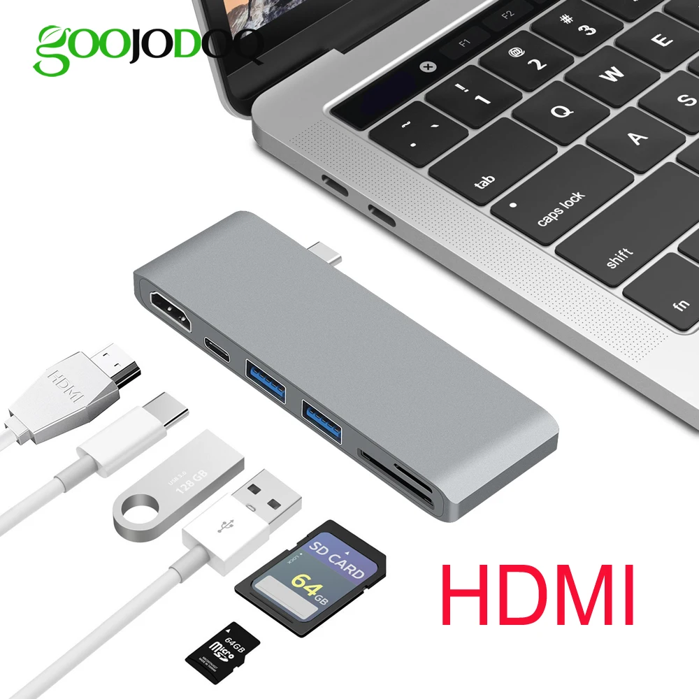 6 в 1 USB C концентратор HDMI для Macbook Pro nintendo Switch samsung S8 3 0 разветвитель адаптер TF/SD кард