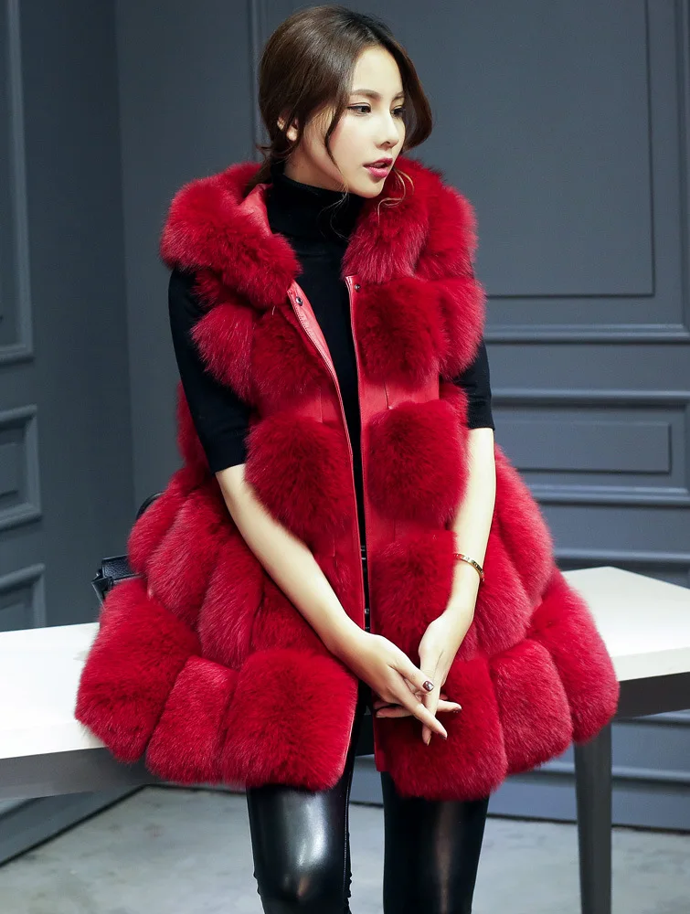 Faux Fur Coat Women Casual Hoodies Warm Slim Pocket Long Sleeve Faux Fox Fur Winter Coat Women casaco feminino Plus Size