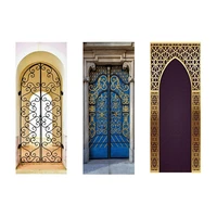 2pcsset 3d muslim creative door sticker arabic style personalized wooden door family muslim decoration sticker door poster
