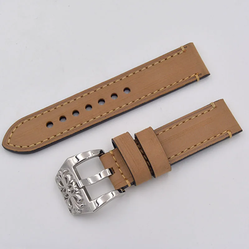 

20mm 22mm 24mm 26mm Watch band For panerai Vintage Brown Gray Yellow Black Genuine Leather Watchband Strap For Big Watch