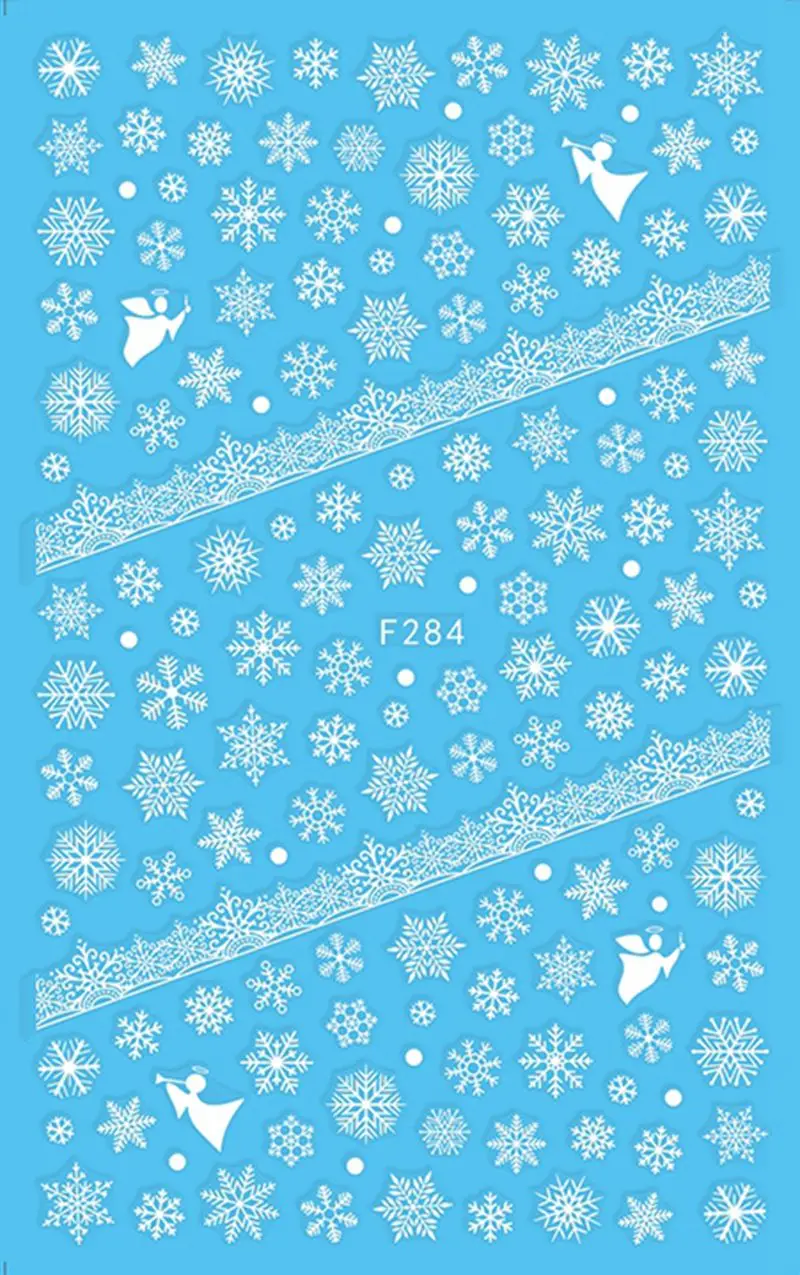 F284 White Самоклеющаяся Рождественская наклейка для ногтей наклейки для дизайна ногтей украшения Рождественский маникюр поддельные ногти принадлежности инструмент 5 цветов - Цвет: F284 White