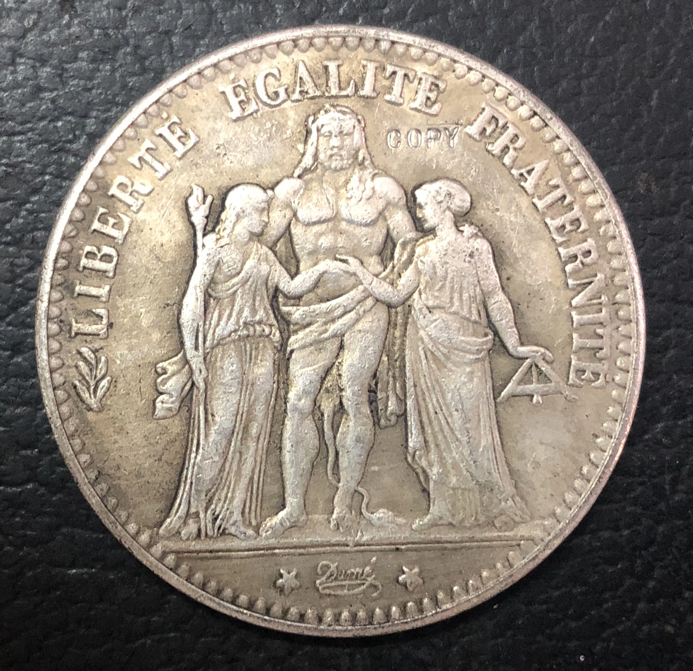 1878 Франция 5 франков Посеребренная копия монеты france baseball dollar mixfrance union | Безвалютные монеты -32288939319