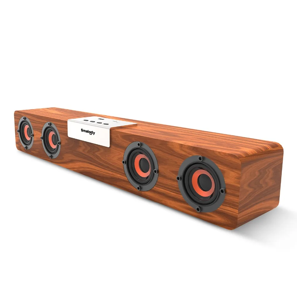 Smalody 20 Вт Беспроводная колонка Bluetooth v5.0 TWS мощная стерео колонка с корпусом из дерева музыкальный сабвуфер, для Компьютера TF fm-радио для домашнего ПК