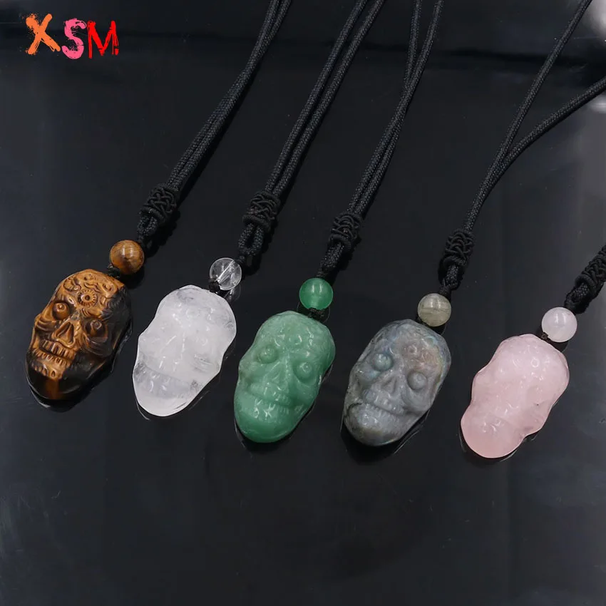 XSM персонализированные подвески с головой скелета резные ожерелья натуральным