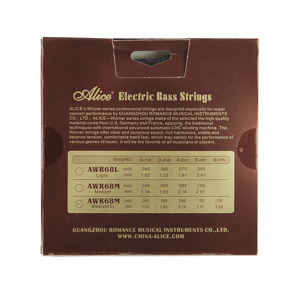 Электрические басовые струны Alice с шестигранным сердечником из никелевого