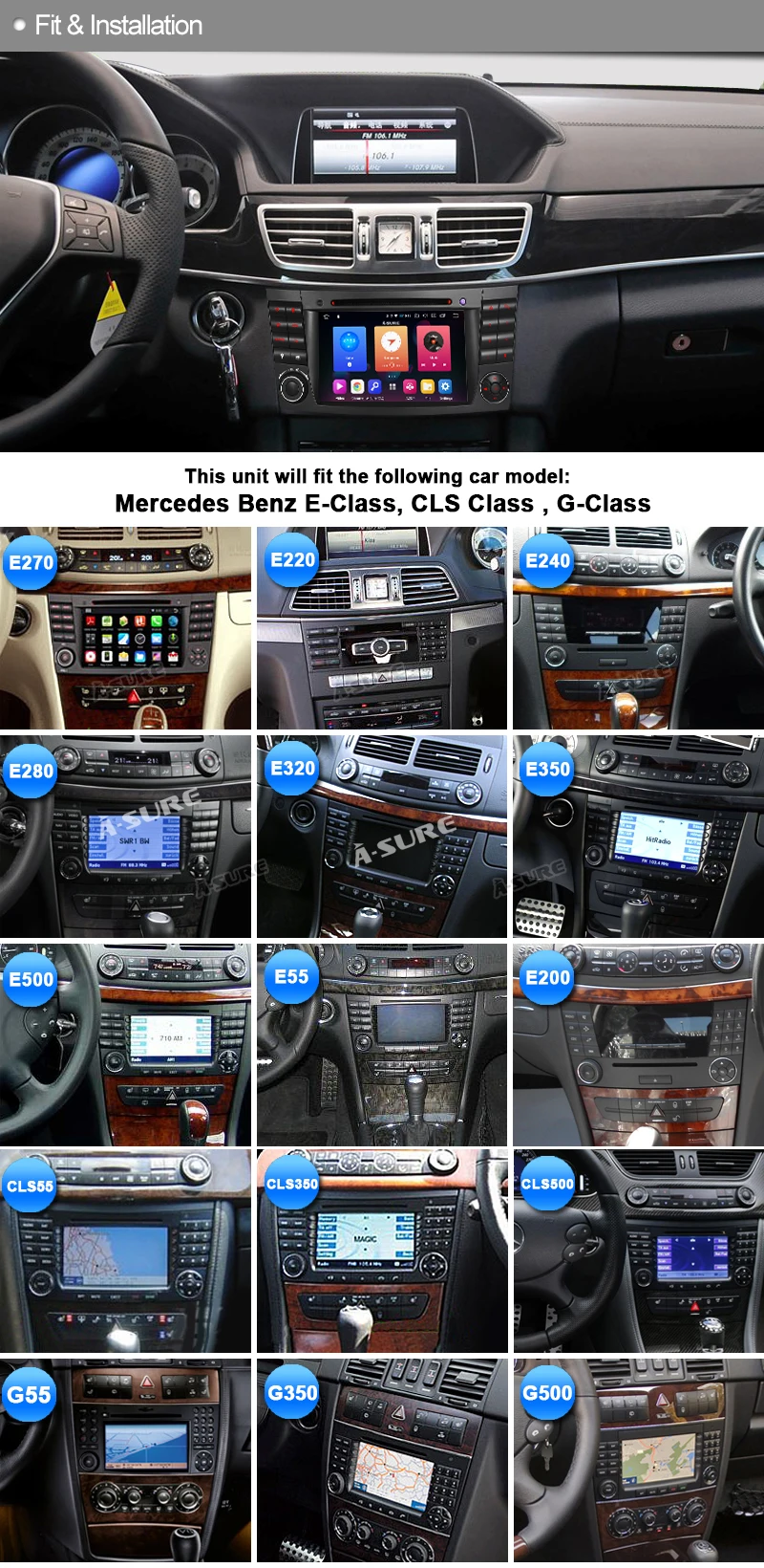 A-Sure 2 Din 7 ''Android 9,0 Авто радио gps dvd-плеер навигация для Mercedes Benz E-Class CLS класс G-Class W211 RDS 32G rom