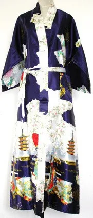 Новое поступление черный китайский женский шелковый халат кимоно банное платье