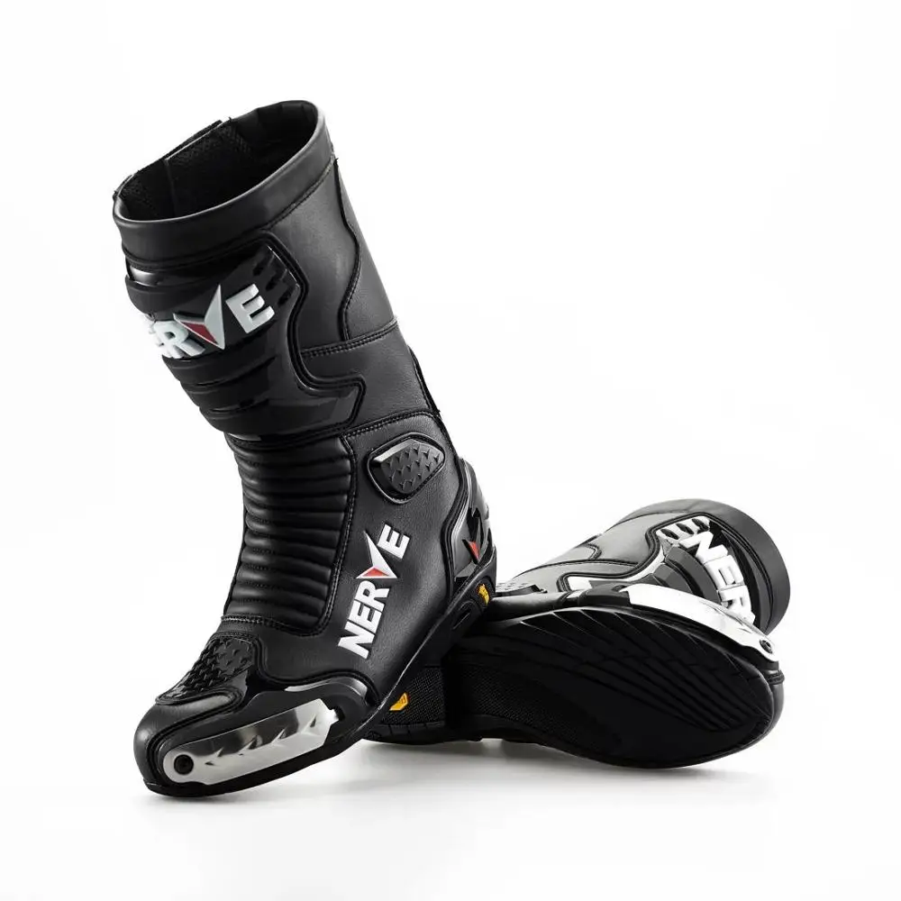 Новые кожаные ботинки для мотогонок нерва мотоциклетные спортивные езды на