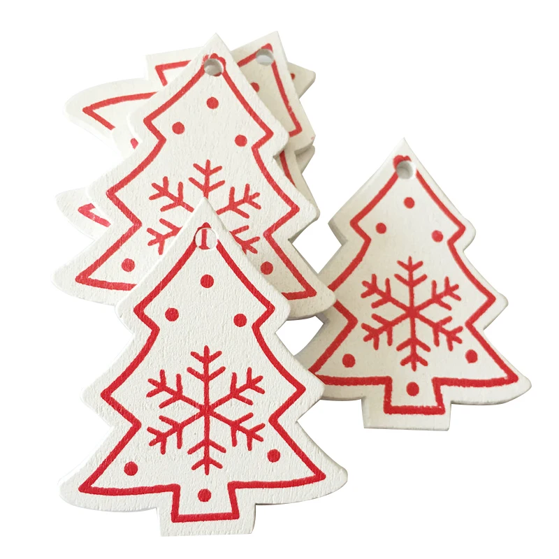 White tree B 10 шт. рождественские деревянные подарки любовь, сердце, звезды, елочные подвесные украшения, рождественские украшения для дома, год Noel Navidad - Цвет: White tree B