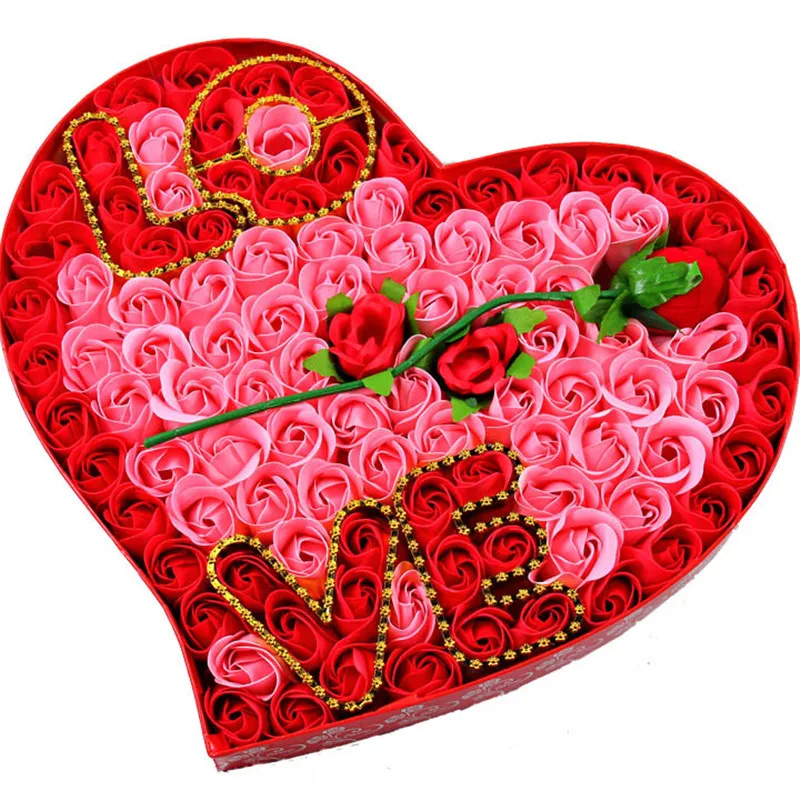 100Pcs/Lot Rose Soap Flower Gift Box Artificial Flowers For Wedding Valentine'S Day Scented Bath Petals | Дом и сад