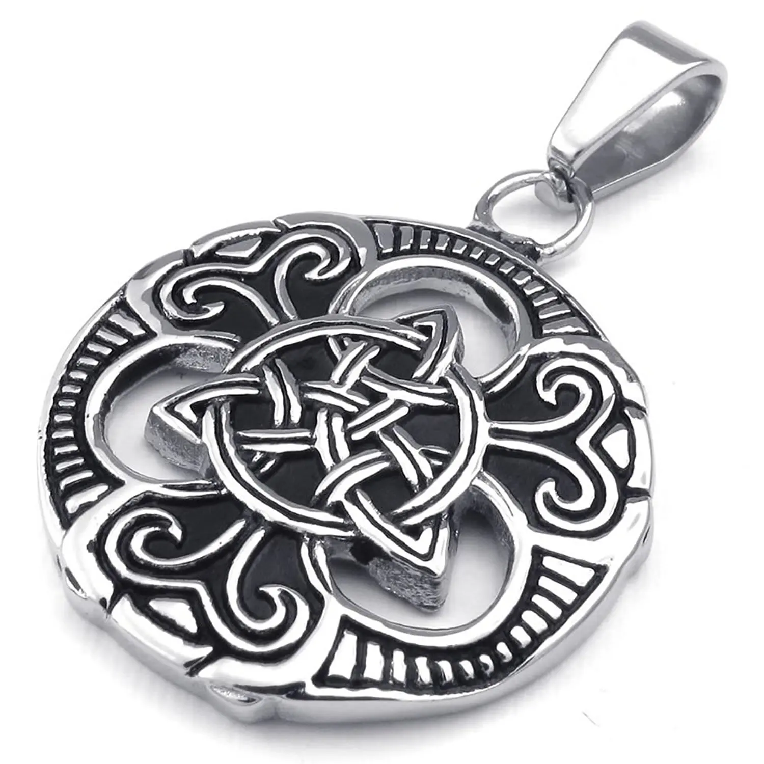 Мужской женский кельтский узел из нержавеющей стали кулон ожерелье черный