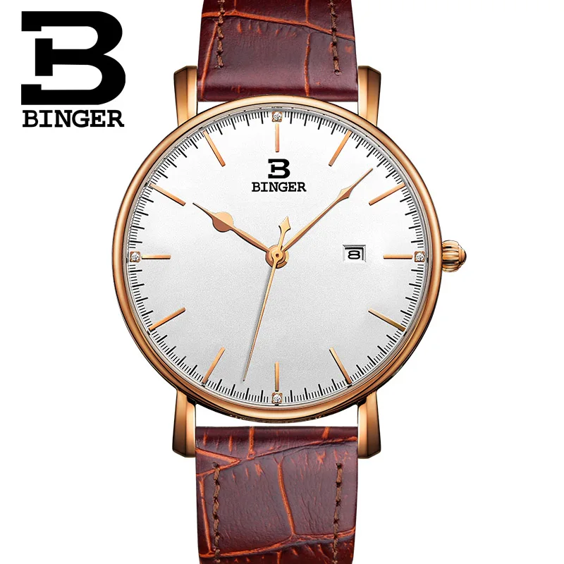 Men watch 03 Бренд БИНГЕР часы для мужчин женщин модные повседневные спортивные часы классические кожаные мужские кварцевые наручные часы Relogio Masculino Feminino - Цвет: Men watch 03