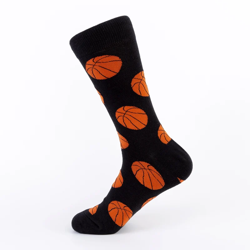 basketball socks Повседневные жаккардовые носки для бейсбола, баскетбола, тенниса, волейбола, футбола, мужские носки, забавные Женские носочки, хлопковые счастливые носки - Цвет: basketball socks