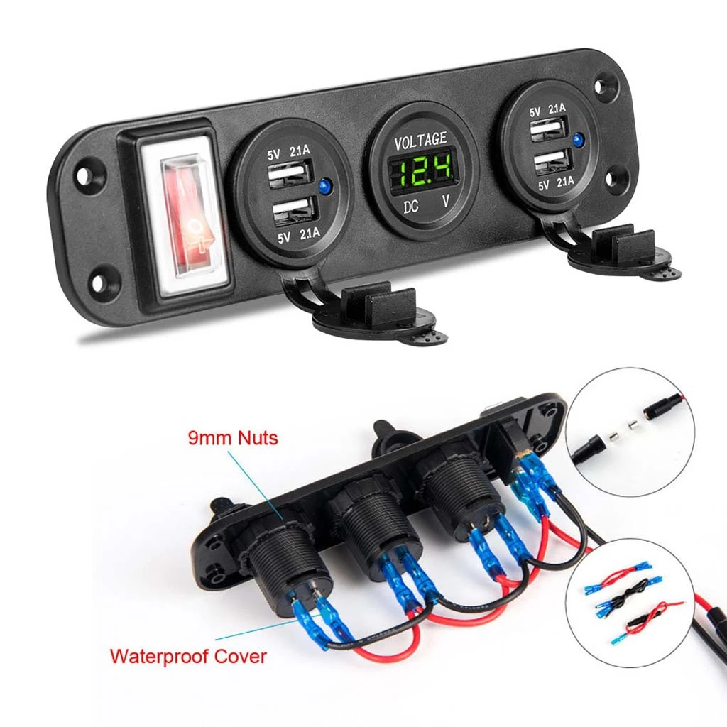 1 комплект Многофункциональный Авто Лодка Грузовик Мотоцикл DC 12 В 24 В 4 USB зарядное устройство адаптер цифровой светодиодный вольтметр с переключателем панели