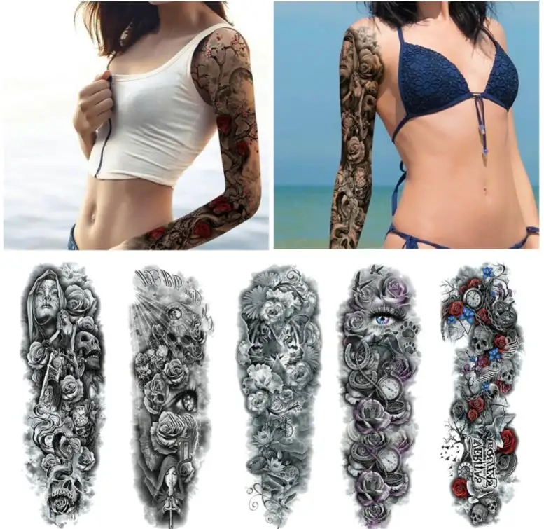 58 стиль большая рука рукав Татуировка непромокаемая временная татуировка