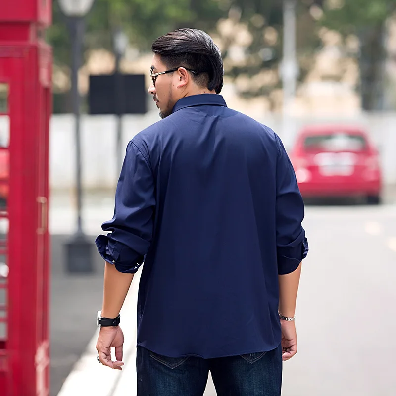 

2018 New Men's Casual Shirt Men's Large size Multi-color Wild Long-sleeved shirt men's loose business dress shirt more sizeM-9XL