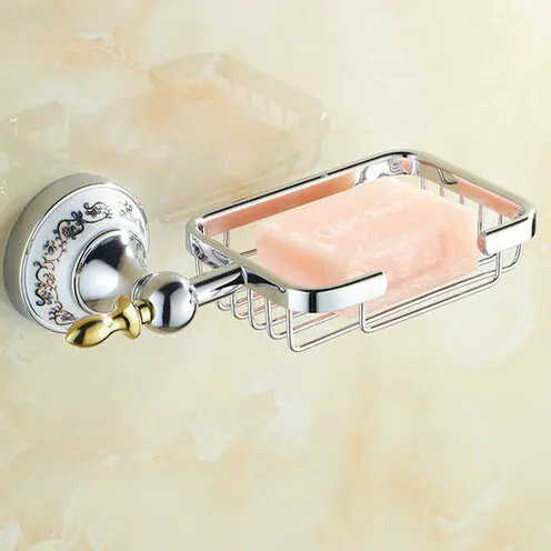 Современная голубая и белая фарфоровая корзина для мыла из нержавеющей стали