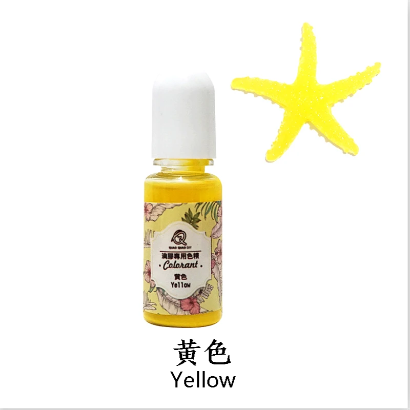 YELLOW-13 QIAOQIAODIY 10ML Epoxy Resin Pigment UV Resin Coloring Dye Colorant Resin Pigment DIY Handmade Crafts Art Sets 14 Colors - Цвет: YELLOW-13