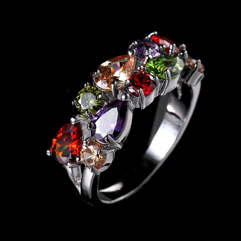 Mul White Gold Классические капли воды кубический циркон обручальное кольцо белого золота цвет Mona Lise Bague женские ювелирные изделия AR077 - Цвет основного камня: Mul White Gold