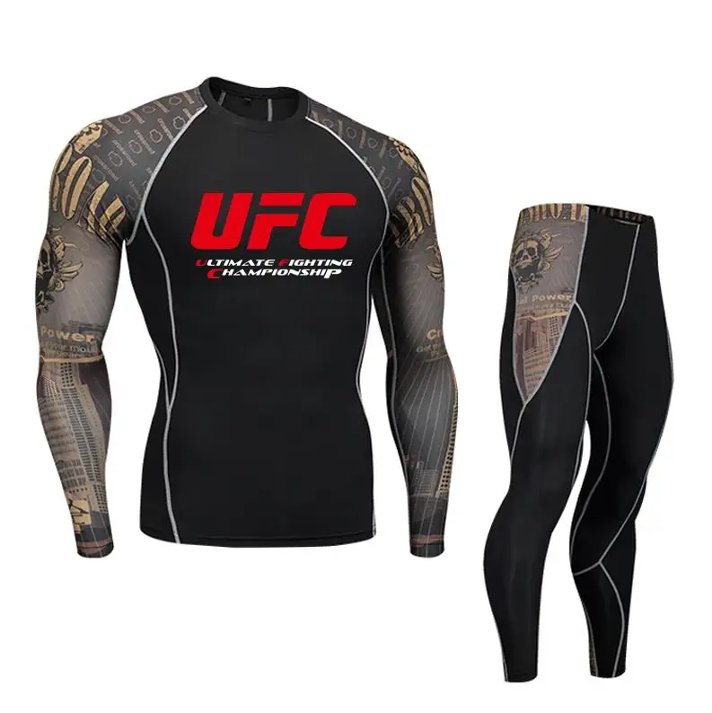 UFC сжатия Костюмы Для мужчин Функциональная футболка длинные рукава ММА Rashguard