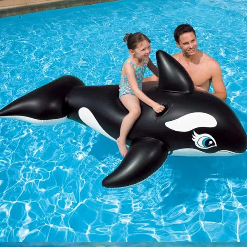 193x119 см Intex Whale Ride On гигантское черное надувное кольцо для плавания в бассейне с