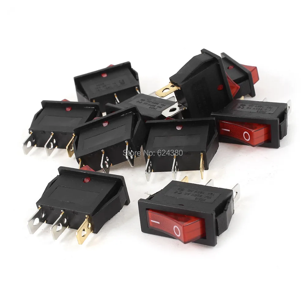 10 шт./лот x KCD3 102N красный индикатор ВКЛ/ВЫКЛ два положения 1P1T SPST оснастки в лодке