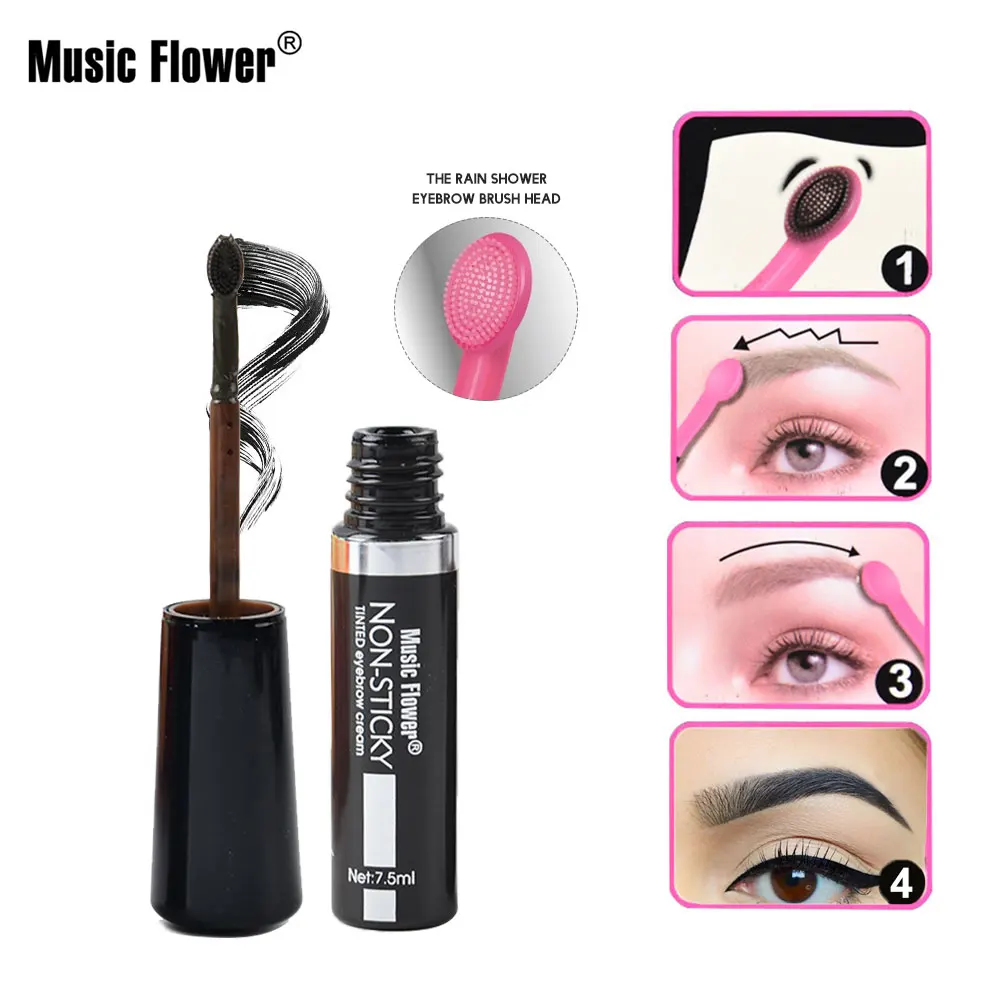 Music Flower 4 цвета тонированные крем для бровей с кистью антипригарным покрытием