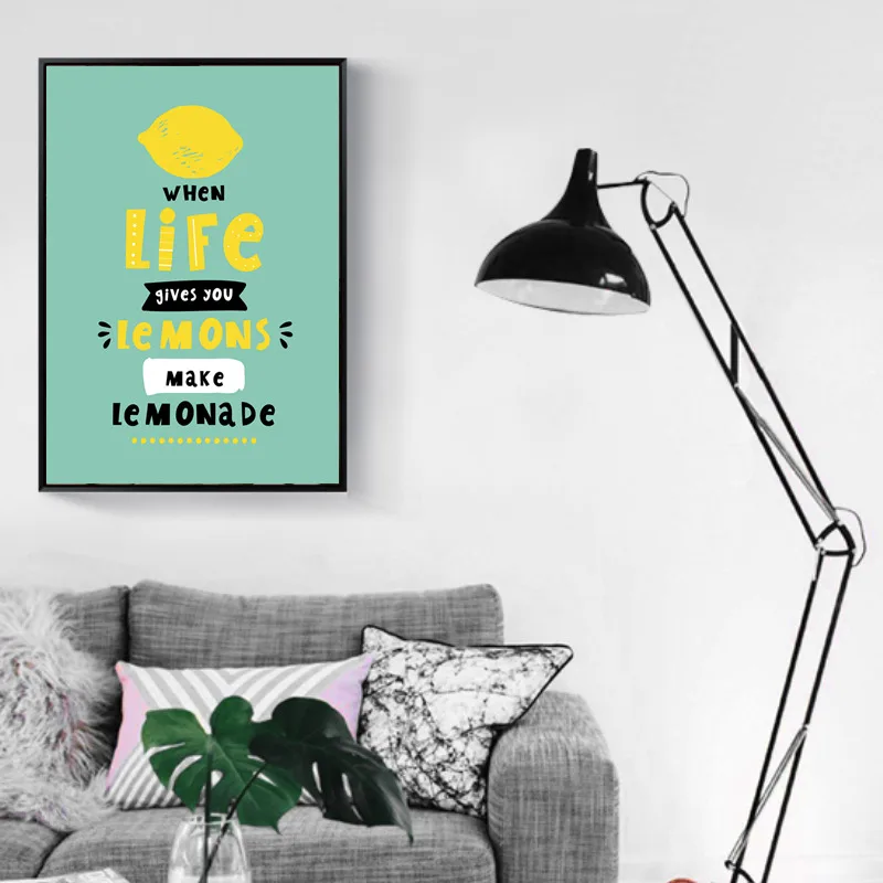 Минималистичный абстрактный лимон Цитата жизни искусство холст печать плакаты