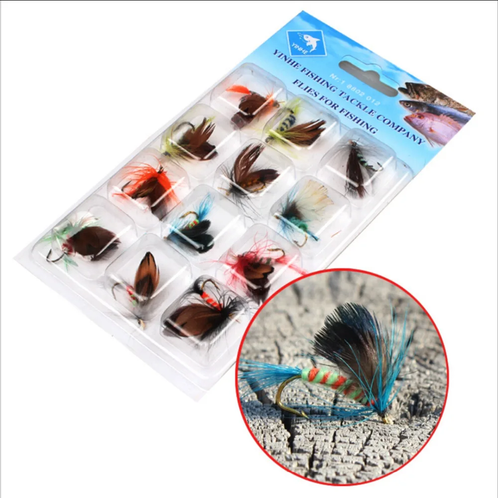 Новый 12 Шт./компл. Fly Рыбалка Искусственные Приманки Насекомых Biomimetic Рыболовный
