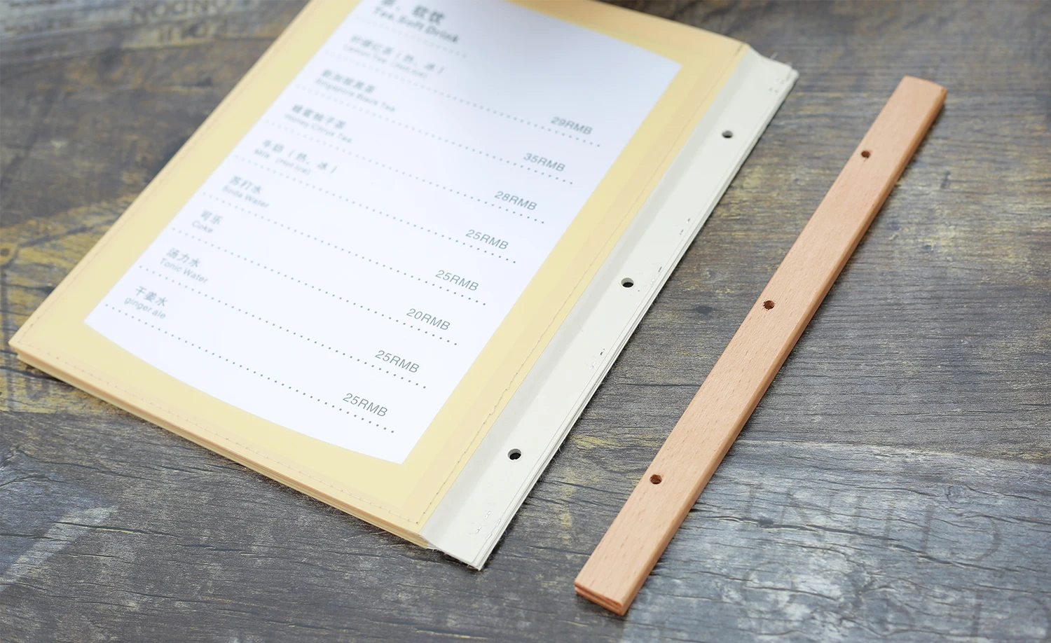 Обложка для меню формата А4, 4 листа, прозрачный ПВХ держатель для меню, Обложка для книг, 4 цвета, материал: ПВХ+ деревянный край, Вес нетто: 0,25 кг, страницы: 4 Паг