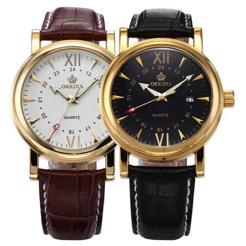 Мг. Мужские часы ORKINA роскошный золотой чехол светящиеся булавки мужские с