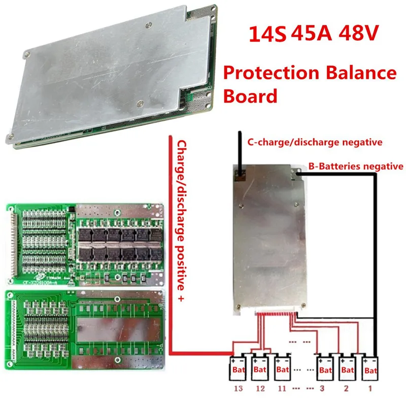 1 шт. 14S 45A 48 В литий-ионный аккумулятор 18650 BMS PCB защита баланс интегральные схемы доска