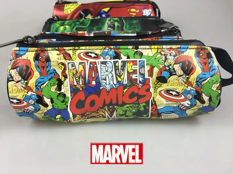 Marvel Comics Канцтовары пенал Супермен Бэтмен Капитан Америка Человек-паук Железный человек Дэдпул Длинные молнии ручка кошельки