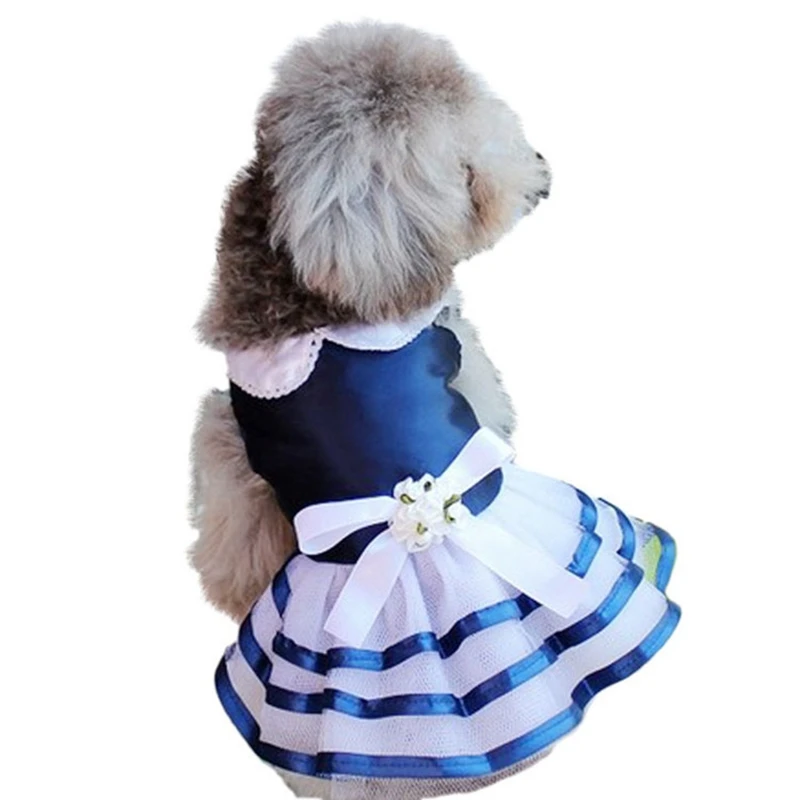 Весенне-летнее элегантное платье принцессы в морском стиле Одежда для собак вещи