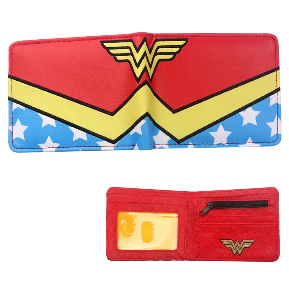 Женский кошелек с отделением для карт DC Comics Wonder Woman, короткий кошелек с супергероем, двукратный кошелек с удостоверением личности, кошелек для монет, клатч - Цвет: w-PU-03