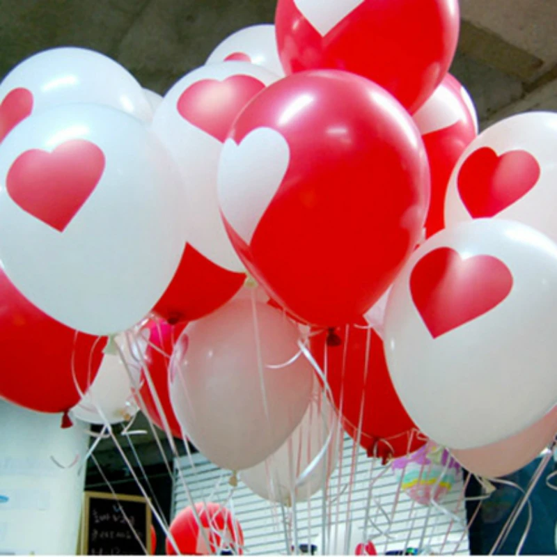 

50 pcs/lot Lovely Round Love Heart Ballons Valentines Balloon Red Heart Latex Ballons Engagement Propose Marriage Balloons