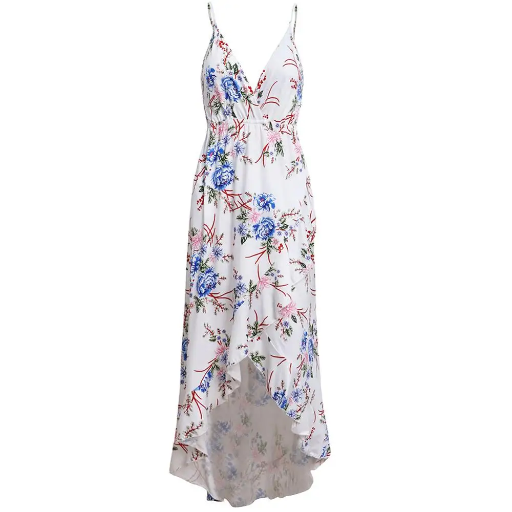 Дамы с цветочным принтом Длинные Boho богемное пляжное летнее платье Для женщин
