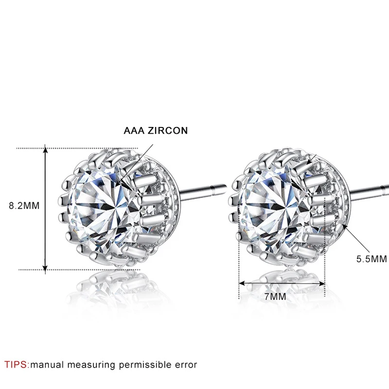 

Utimtree Elegant Stud Earrings for Women White Gold Color Jewelry AAA Zircon Engagement Boucle D'oreille Wedding Brincos Lady