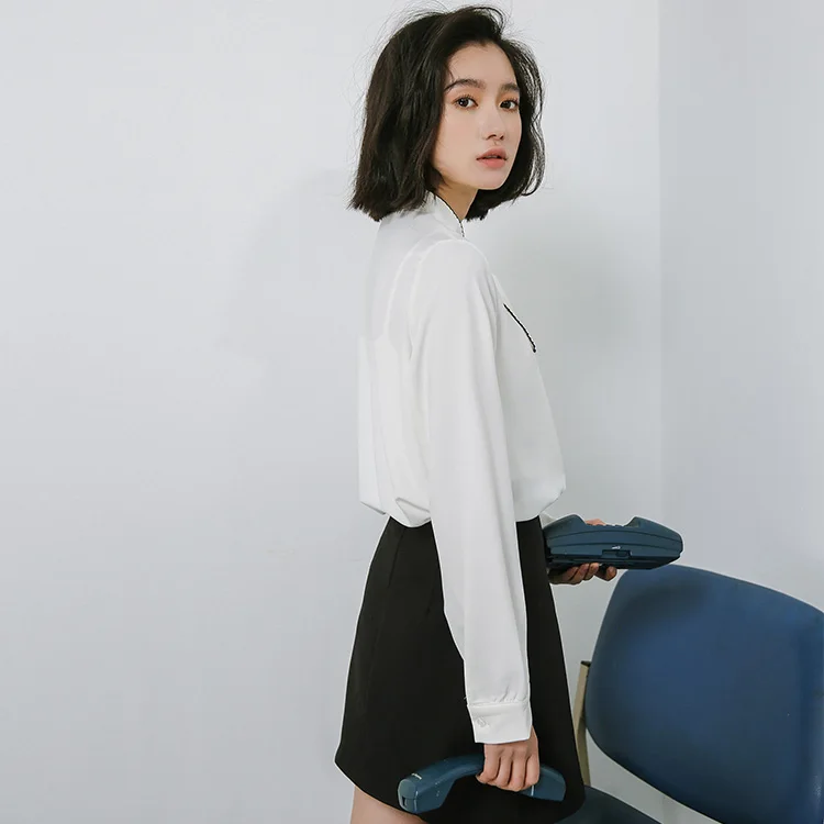 2020 женская блузка Япония Kawaii Ulzzang Весенняя Корейская Свободная блуза с галстуком