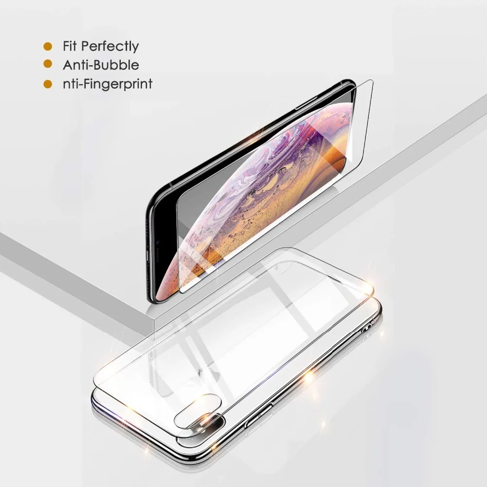 MaxGear HD Clear 9H Передняя Задняя закаленная стеклянная защита для экрана iPhone X XS Max XR 10 6S