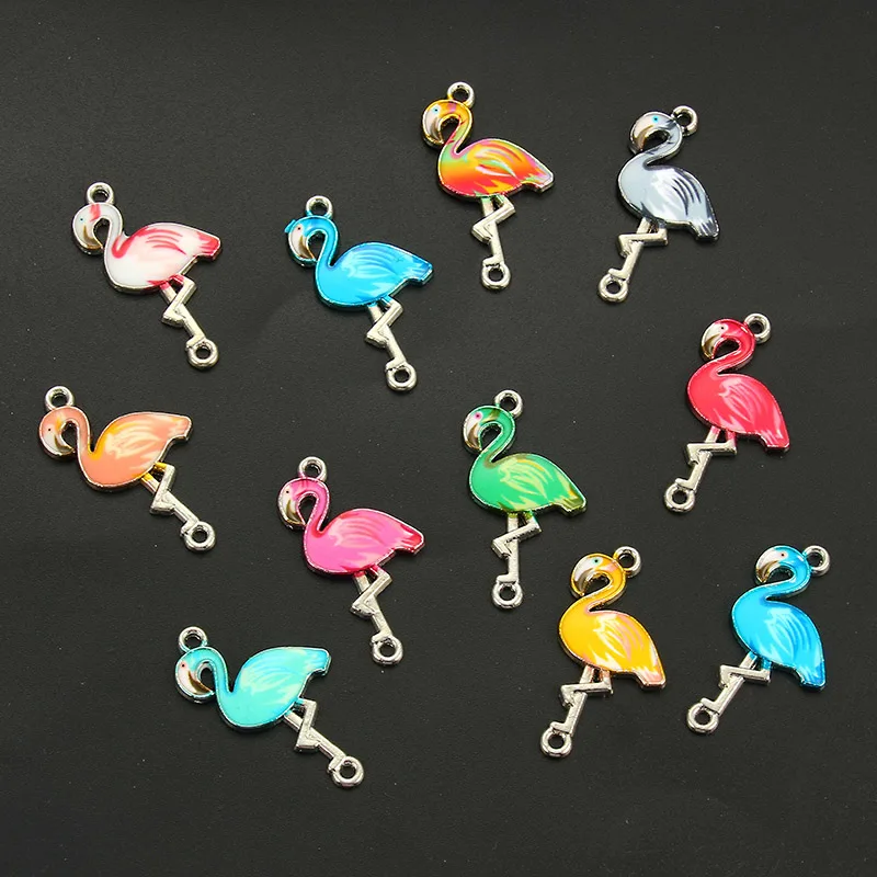 10 шт. браслеты из эмалированного сплава с изображением фламинго шармы для