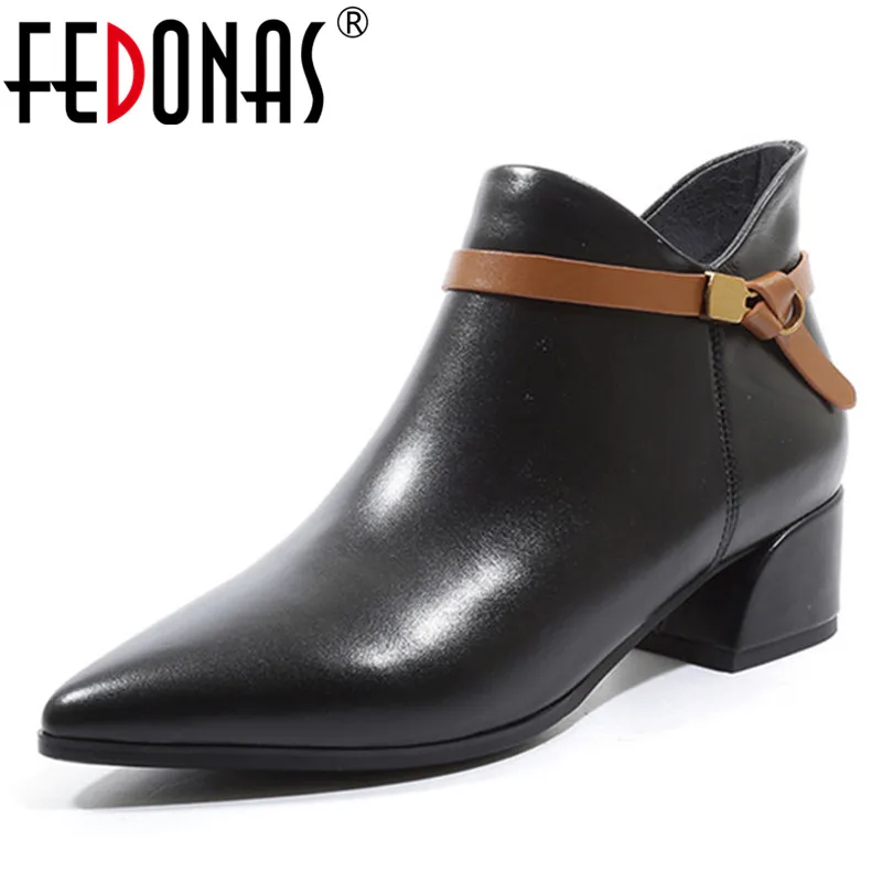 FEDONAS/Брендовые женские ботильоны на высоком каблуке с пряжкой сезон осень зима
