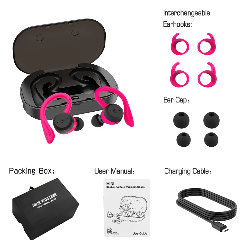 CYBORIS Bluetooth мини наушники с ушным крючком V5.0 настоящие беспроводные